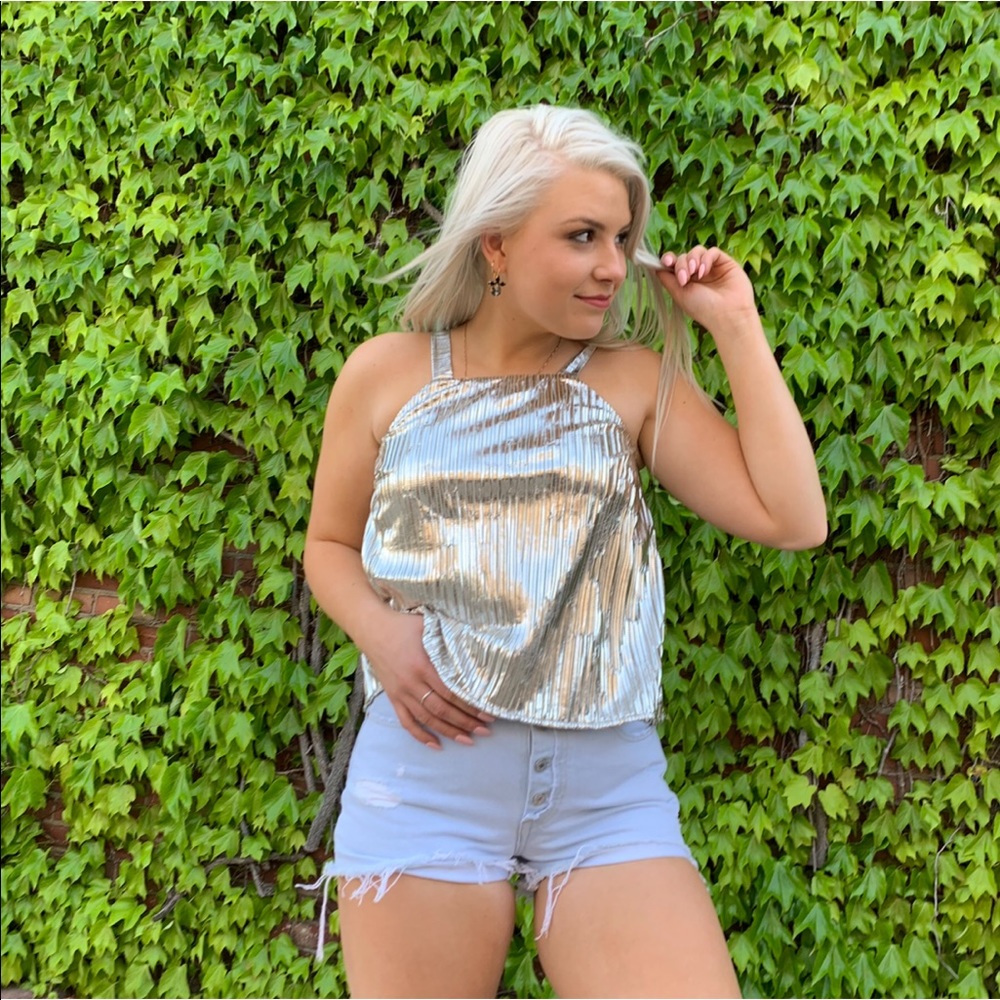 Anthropologie Maeve Gold Metallic Trendy Tank